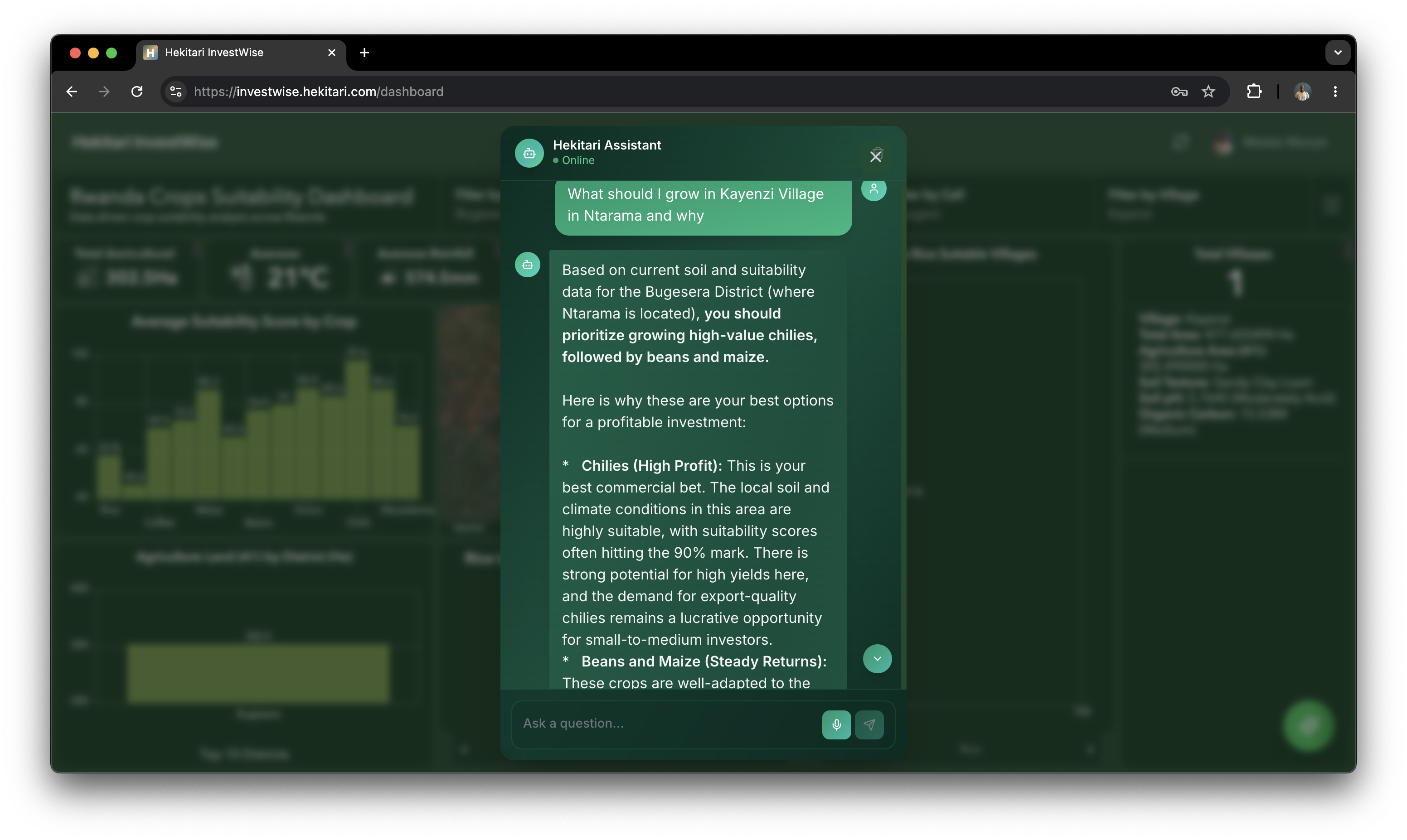Rwanda Crops Suitability Dashboard