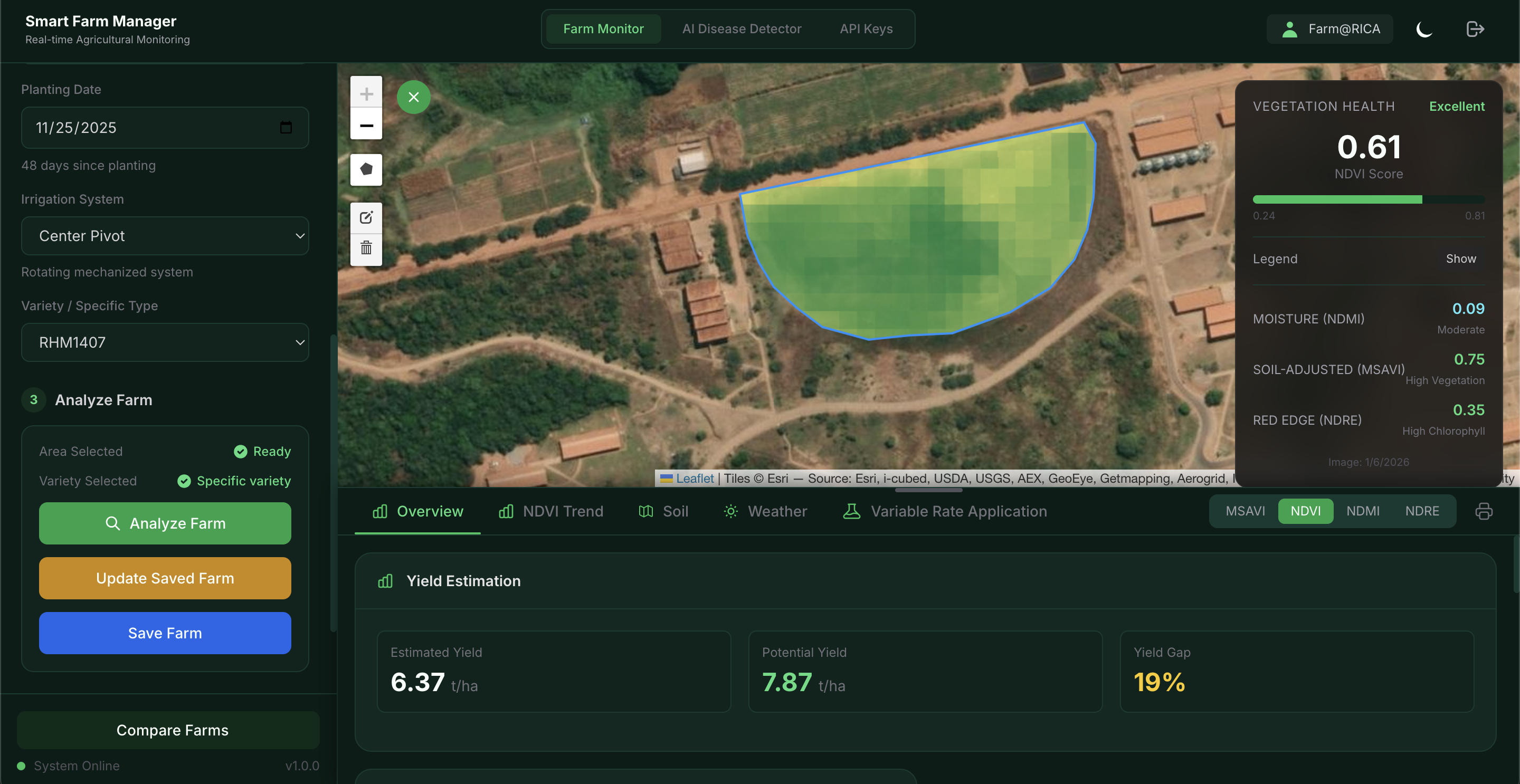 Smart Farm Manager satellite monitor